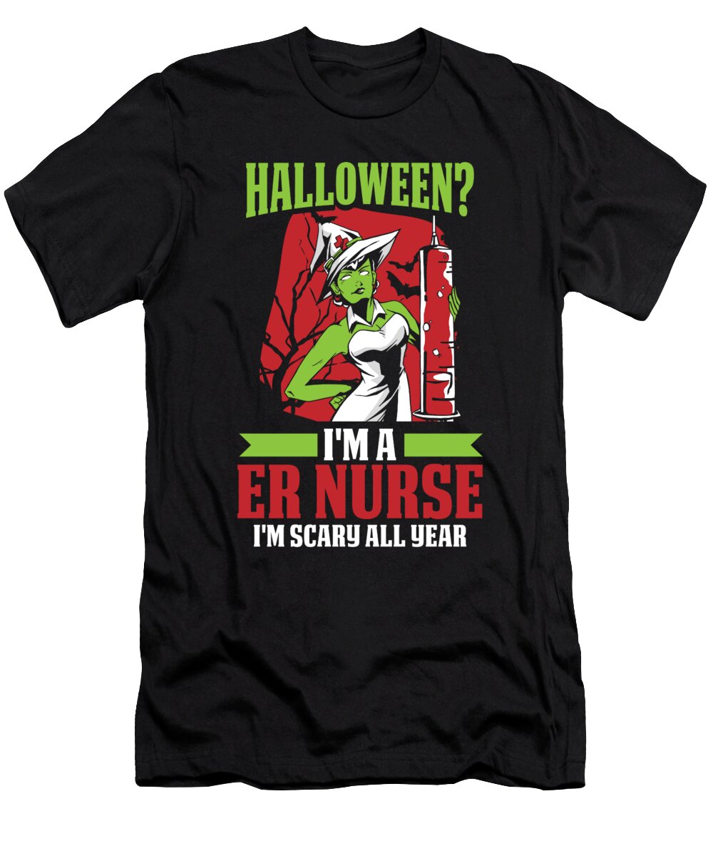 Nursing Halloween Hospital Caretaker Emergency Nurse Crazy Squirrel T-Shirt