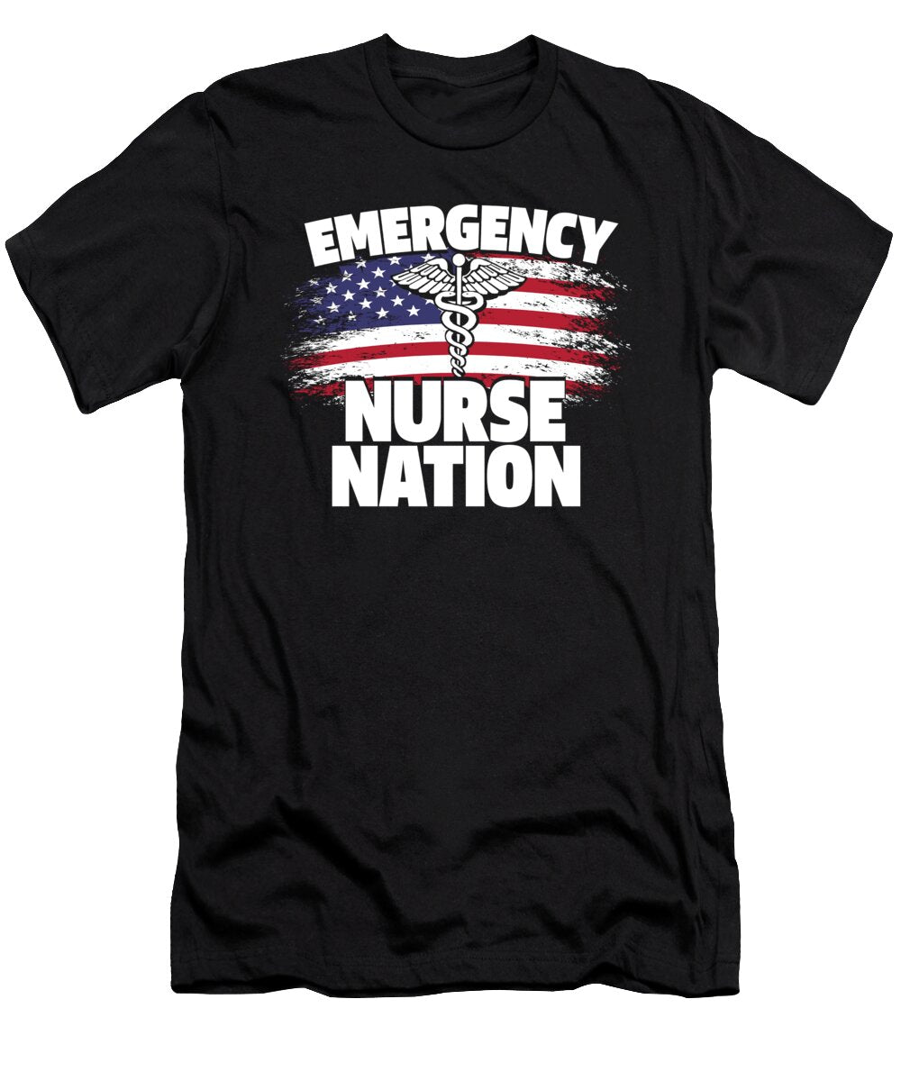 Nursing US Flag Hospital Caretaker Emergency Nurse Crazy Squirrel T-Shirt