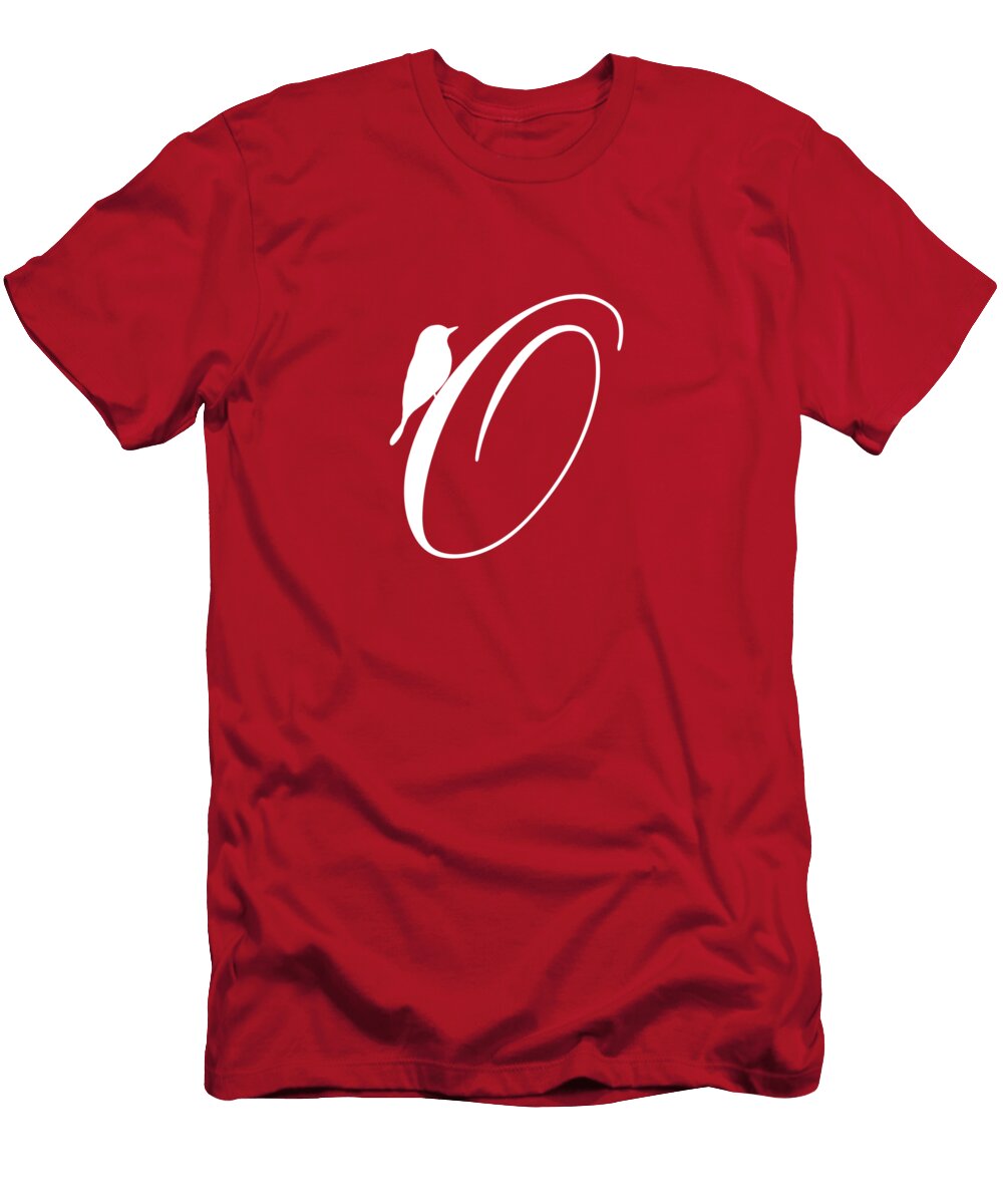 O in White Bird and Script Custom Home Fashions T-Shirt
