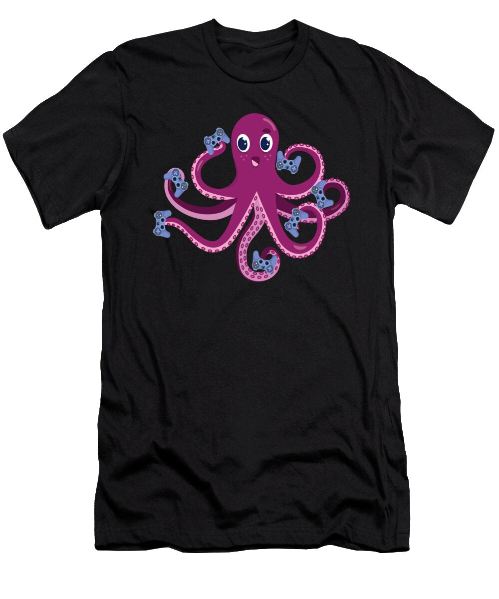 Octopus Gamer Kids Squid Moon T-Shirt