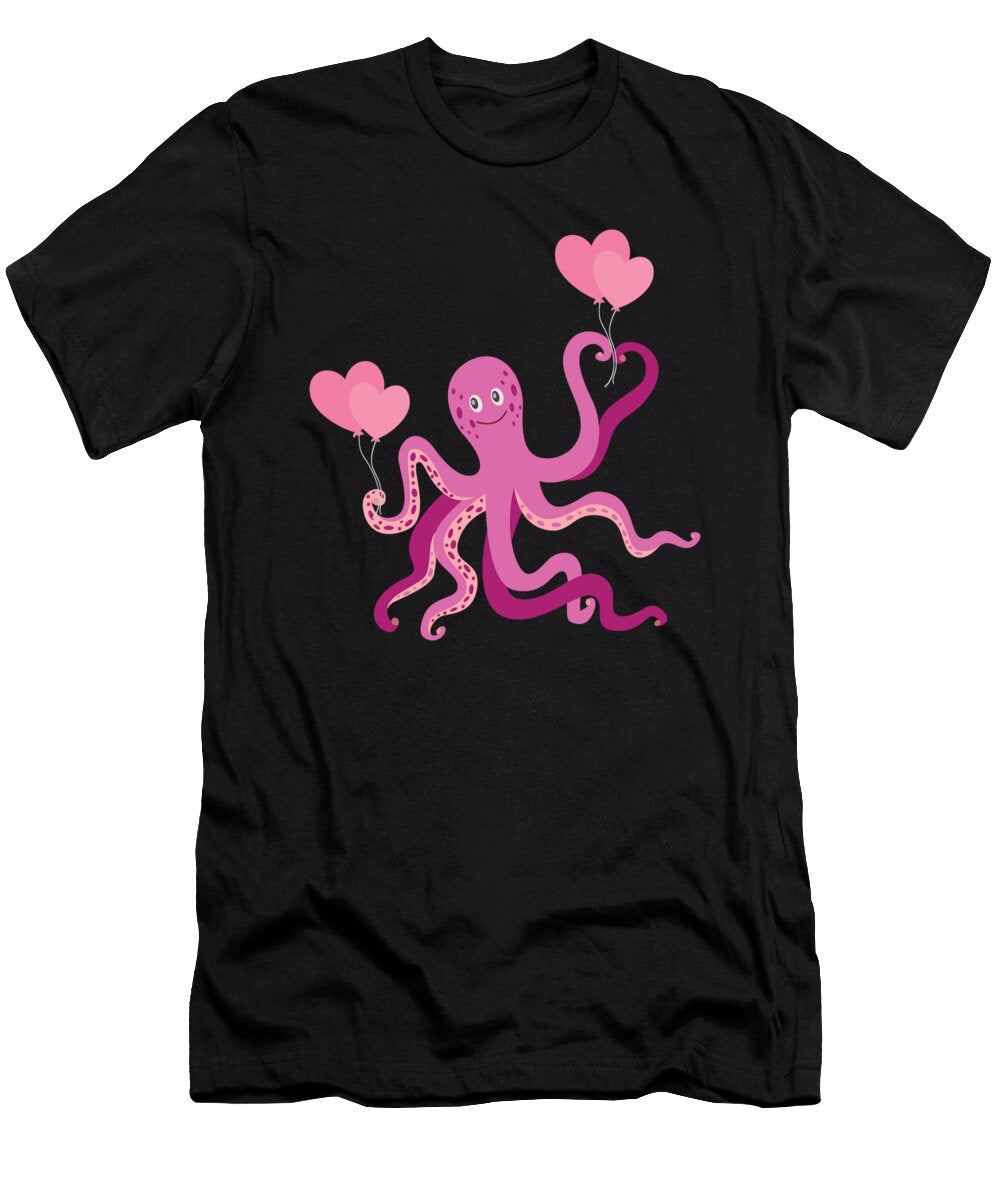 Octopus Heart Children Squid Moon T-Shirt