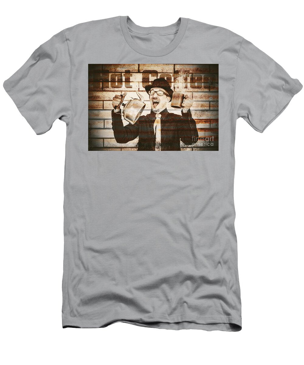 Old Fashioned Gent Cheering to Hot Coffee Ryan Jorgensen T-Shirt