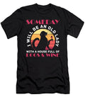 Old Lady Full of Dogs and Wine Drinker Dog Owner Florian Dold Art T-Shirt