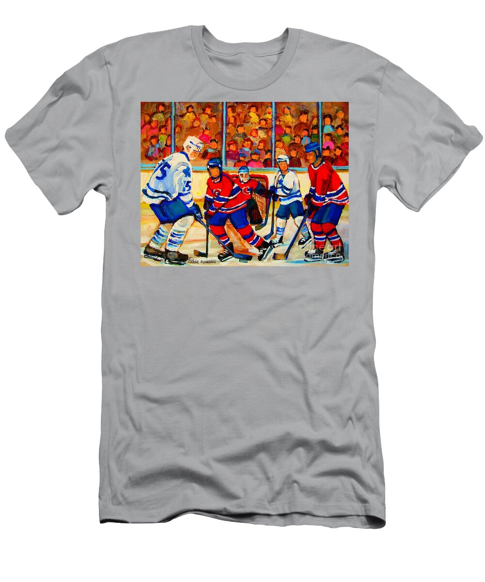 Olympic Hockey Hopefuls Painting By Montreal Hockey Artist Carole Spandau Carole Spandau T-Shirt