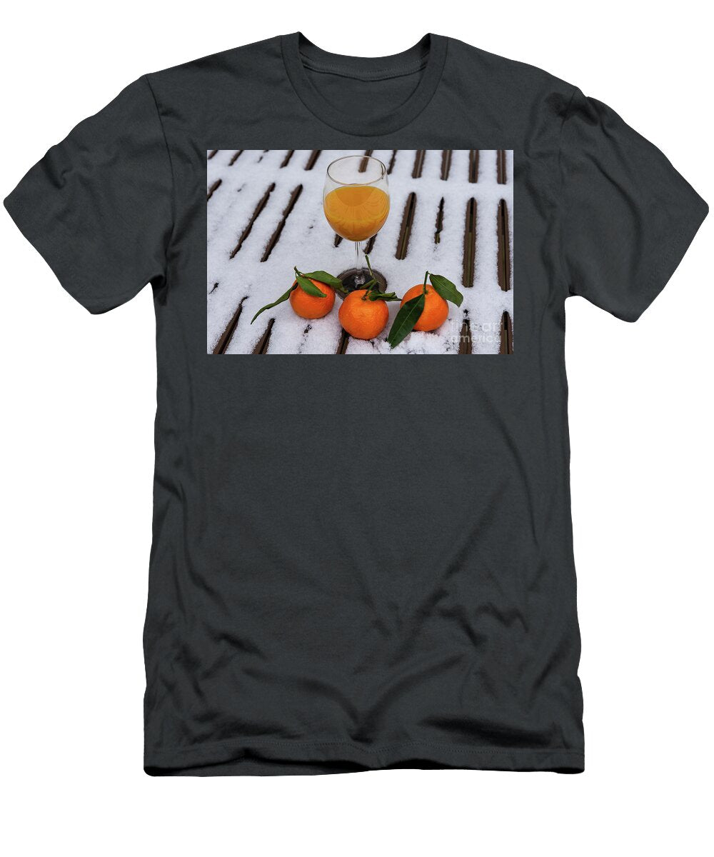 Orange Mood in Snowy Day Elena Dijour T-Shirt