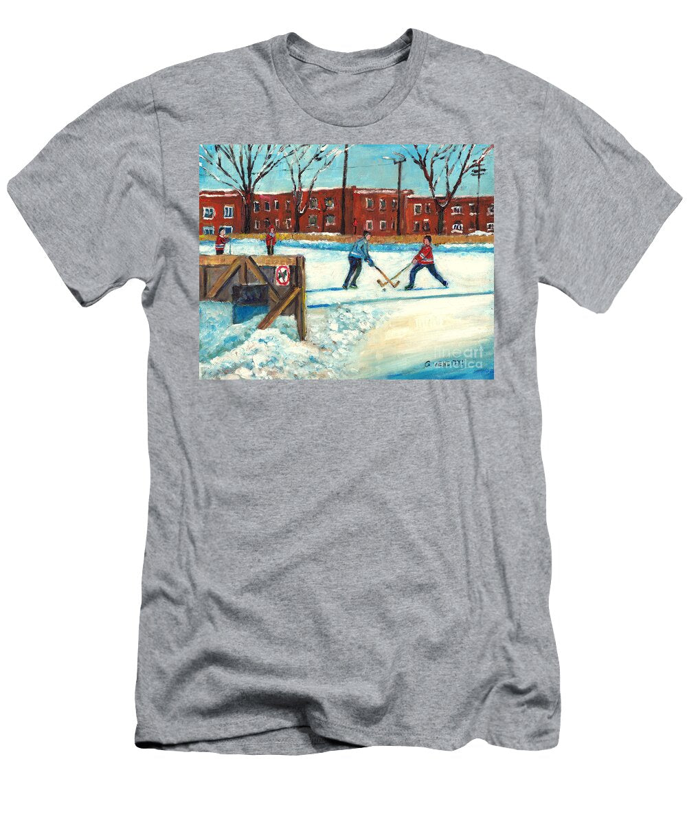 Outdoor Hockey Practice Montreal Winter Scene Grace Venditti Canadian Art Grace Venditti T-Shirt