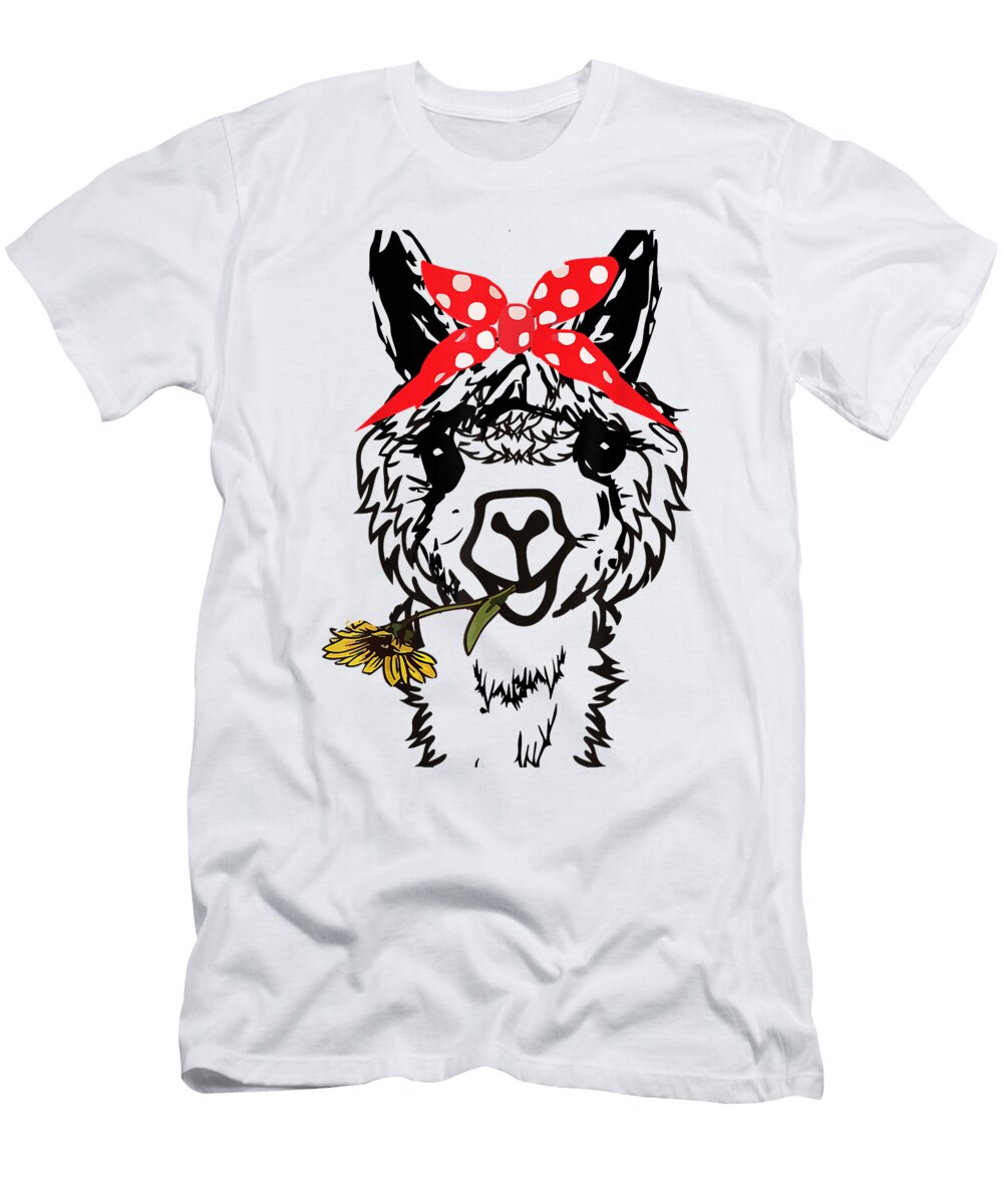 Overcome Hardship Womens Llama Bandana Alpaca Llama Animal Graphics Cute Ezone Prints T-Shirt