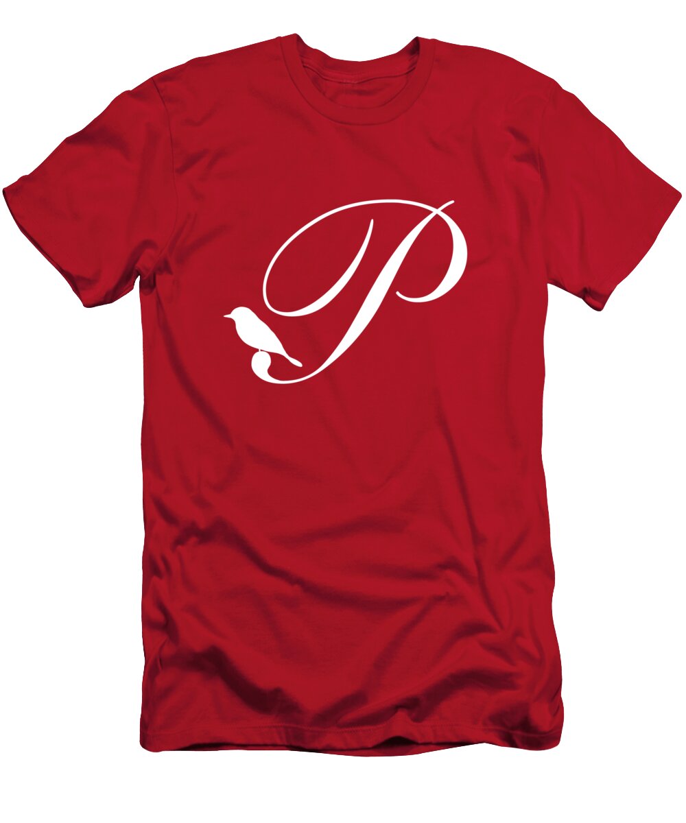 P in White Bird and Script Custom Home Fashions T-Shirt