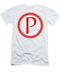 P Surrounded By Fret Wreath Red Custom Home Fashions T-Shirt