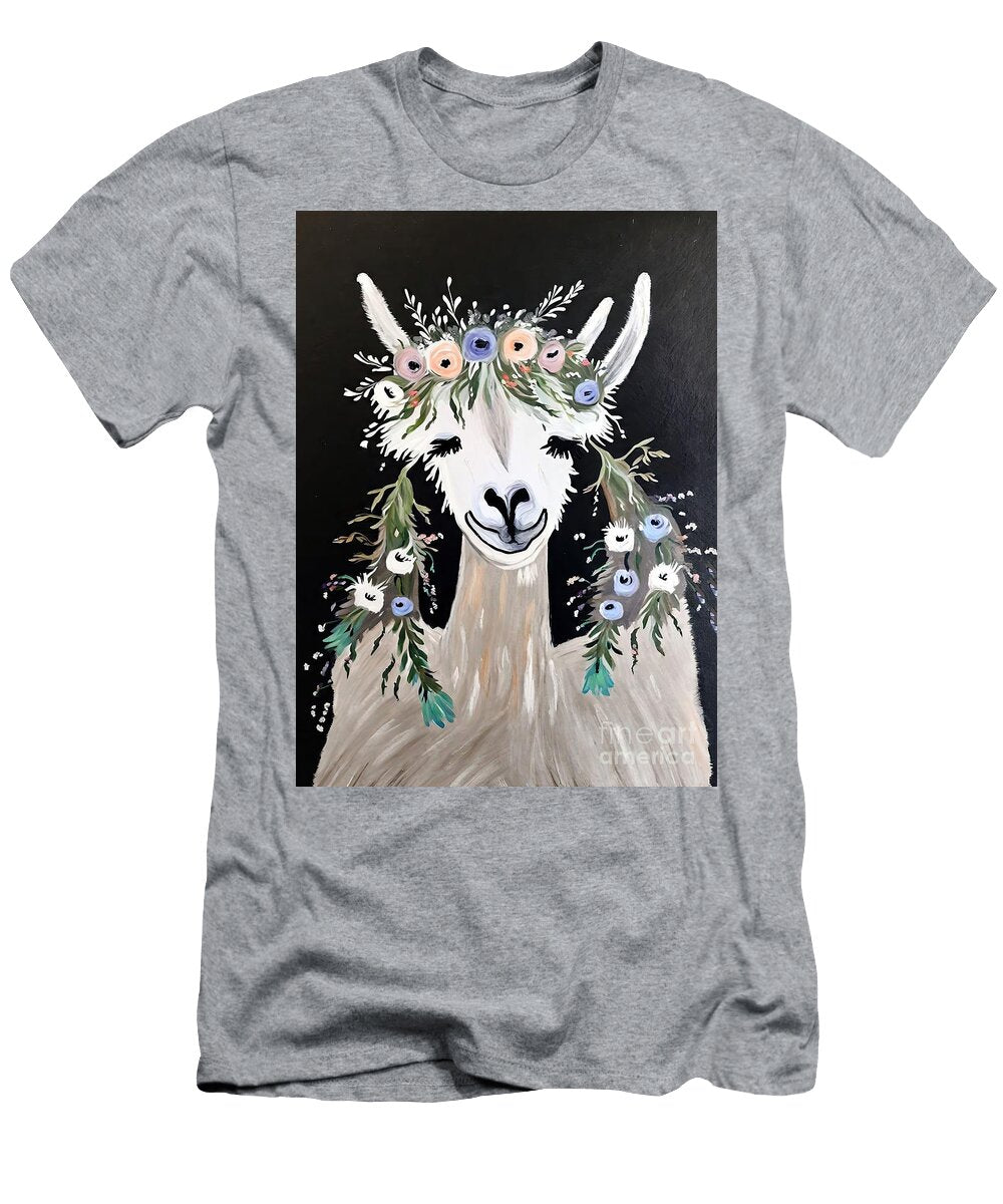 Painting Flower Llama Portrait Illustration Lama N Akkash T-Shirt