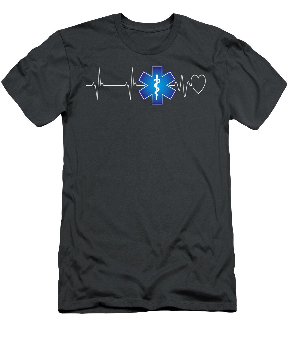 Paramedic Heartbeat Ekg Emergency Emt Ems Mike Eszter T-Shirt