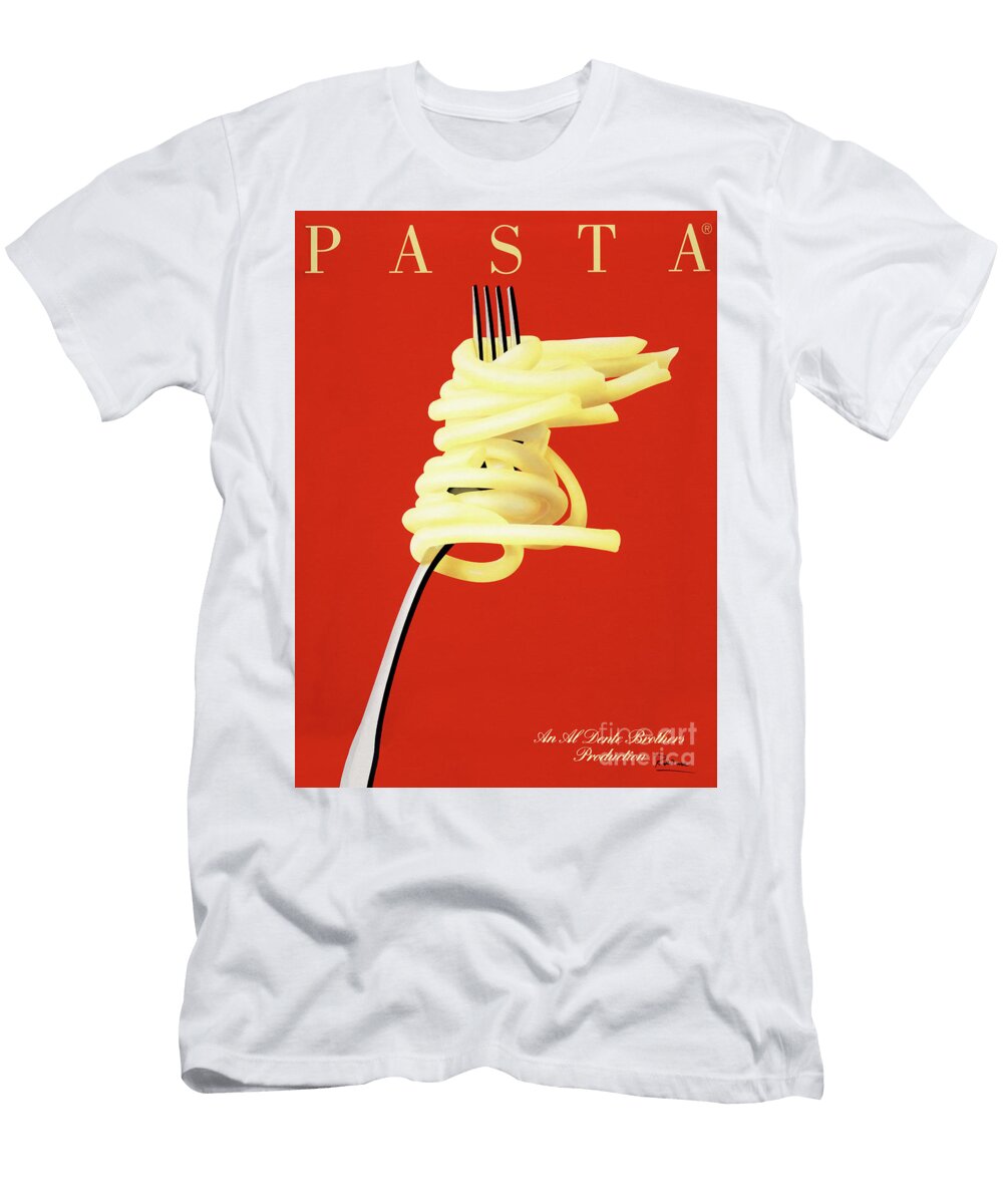 Pasta Al Dente Food Noodles Retro French Art Deco Poster Retro Graphika T-Shirt