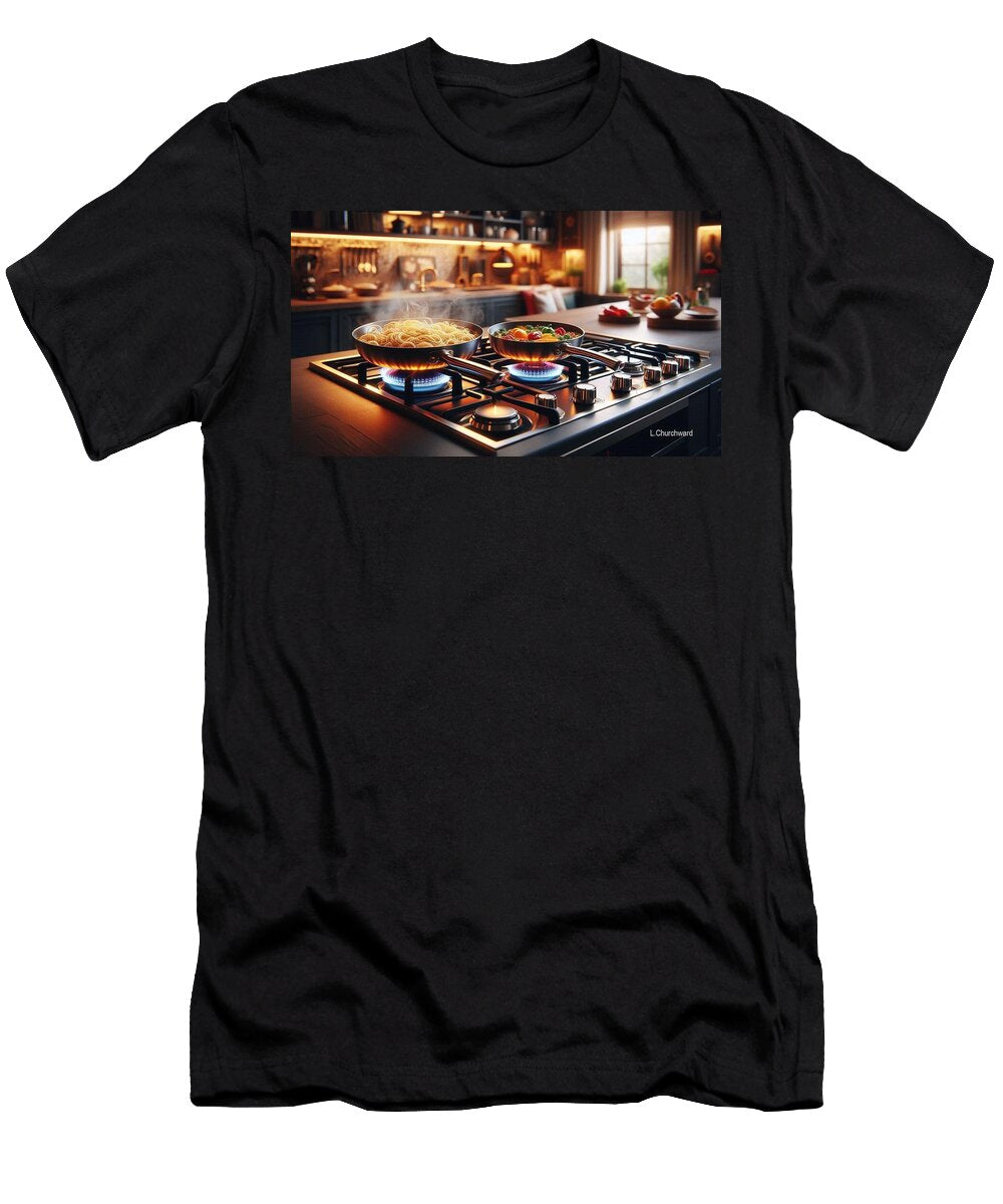 Pasta and Vegetables on the Stove Lois Churchward T-Shirt