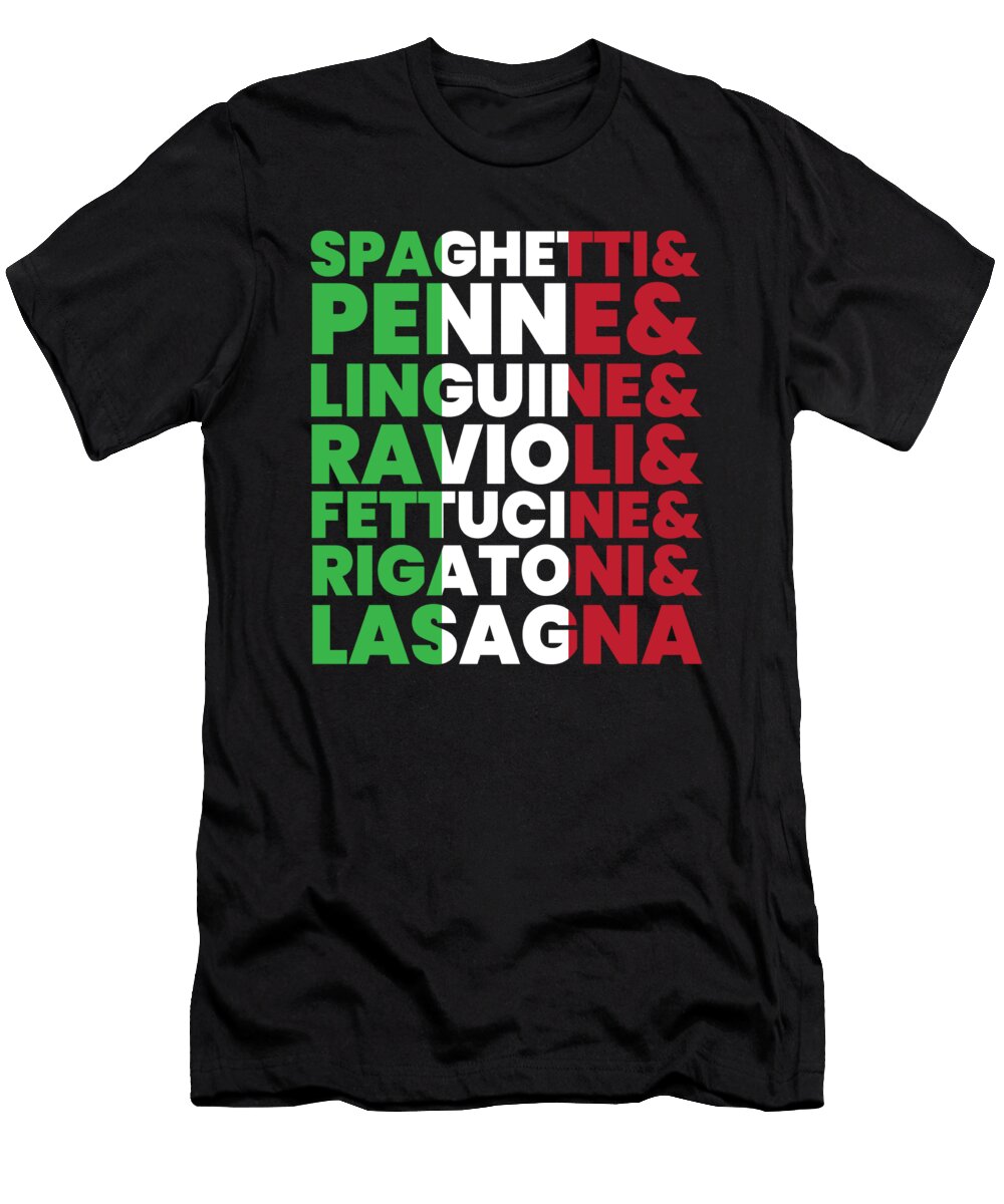 Pasta Types Spaghetti Food Italy Moon T-Shirt