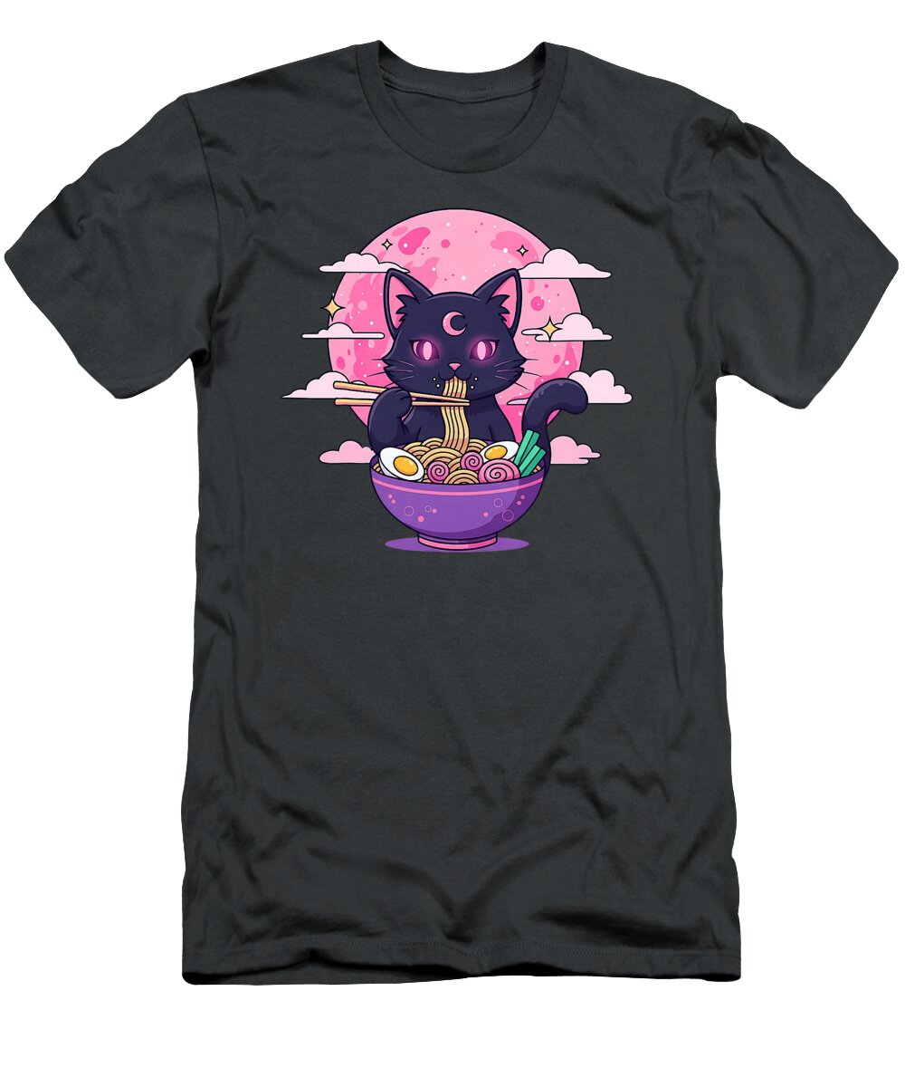 Pastel Goth Aesthetic Kawaii Creepy Cat Eating Zyneu Gangd T-Shirt
