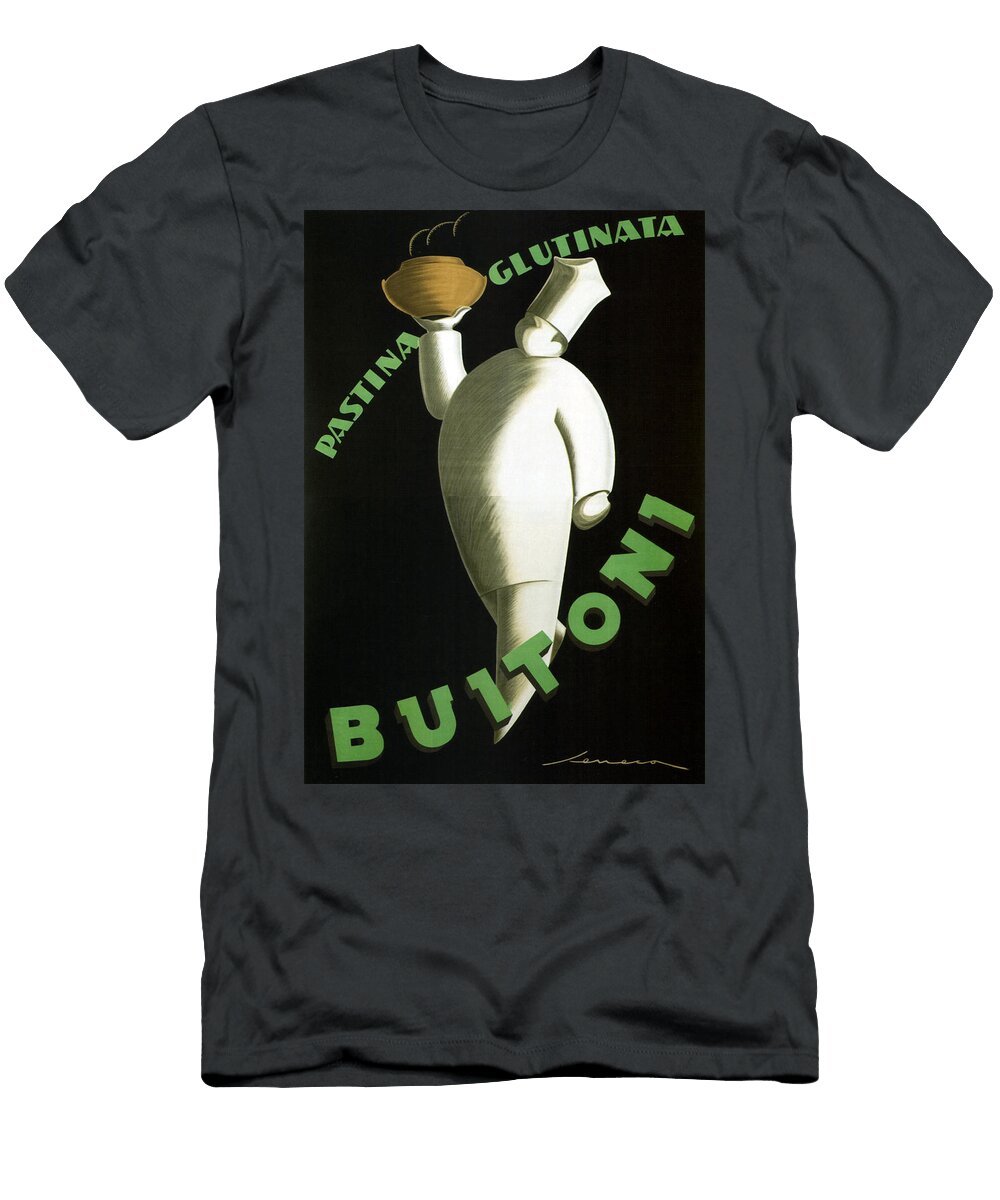 Pastina Glutinata Buitoni Chef with a Steaming Bowl Vintage Advertising Poster Studio Grafiikka T-Shirt