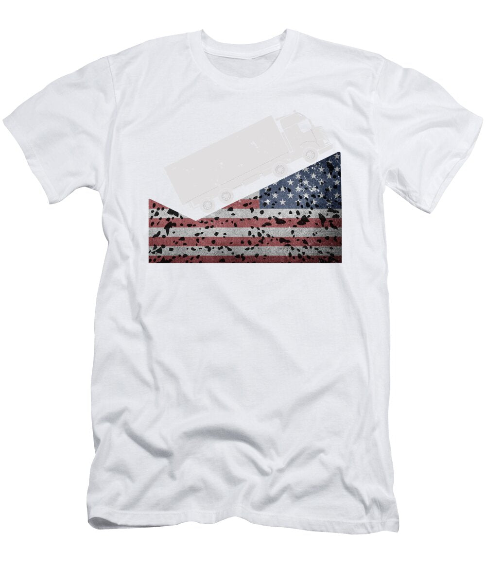 Patriotic American Flag Trucker 18 Wheeler Truck Driver Gift Kanig Designs T-Shirt