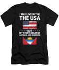Patriotic Antiguan Barbudan Descent Heritage US Immigrant I May Live in USA Thomas Larch T-Shirt