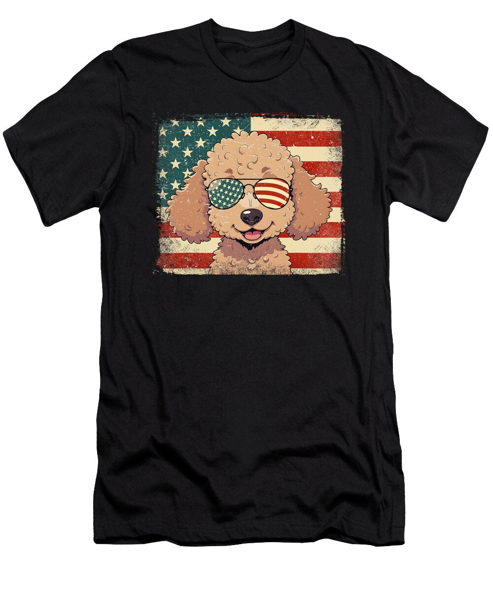 Patriotic Miniature Poodle Dog Lover USA Flag of Sophie Eleanor T-Shirt