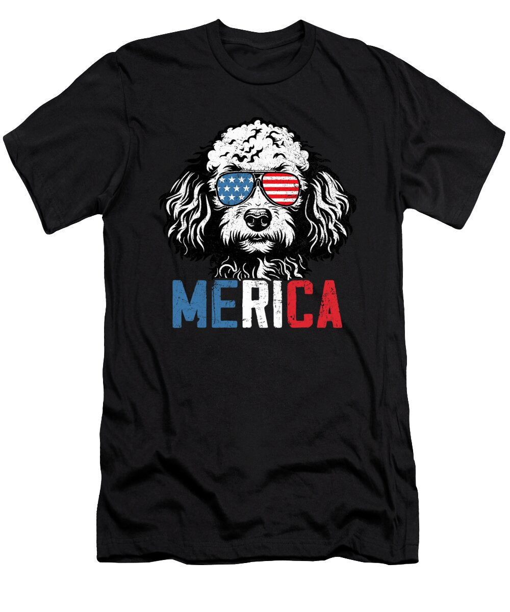 Patriotic Miniature Poodle Dog Merica 4th of Sophie Eleanor T-Shirt