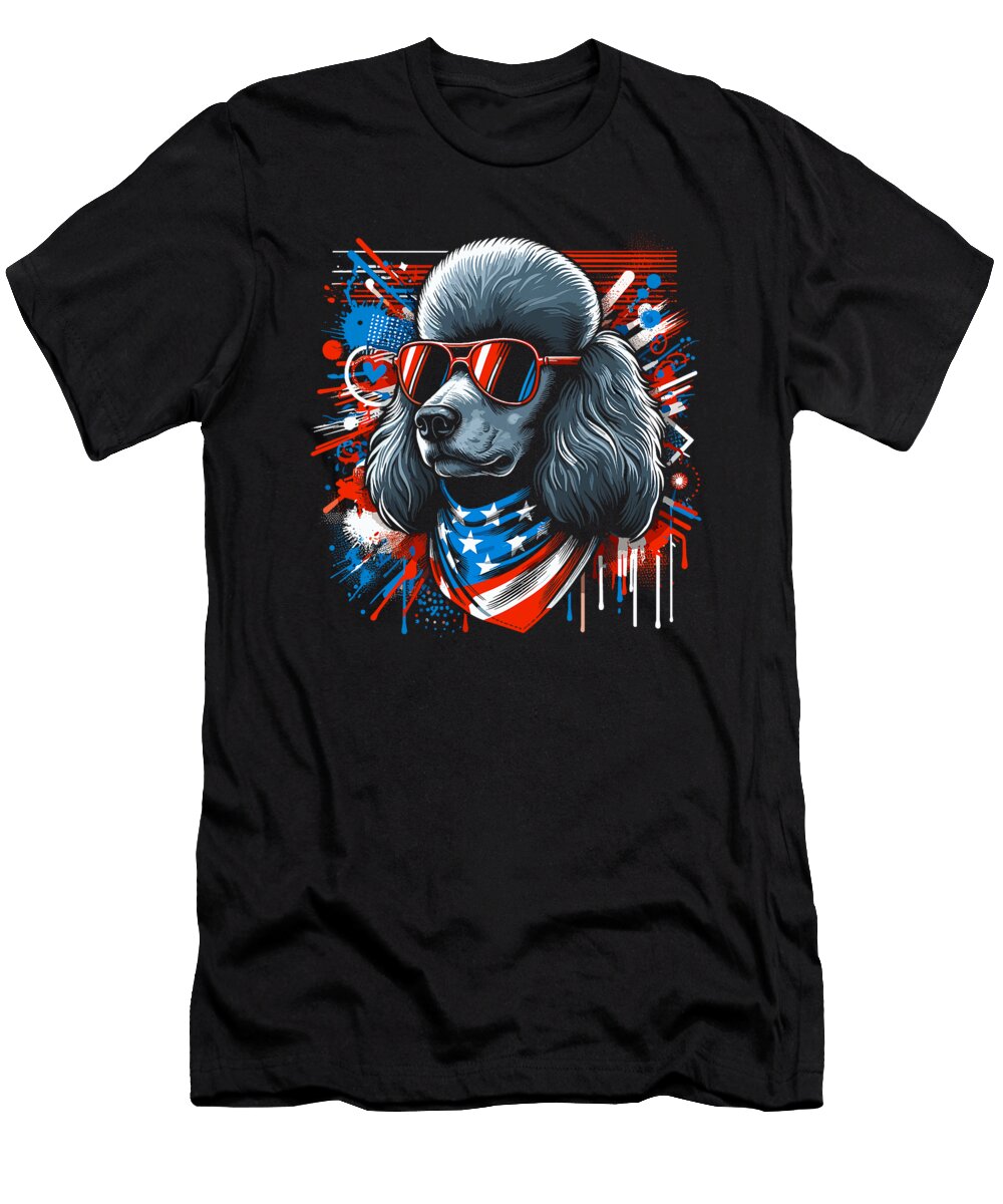 Patriotic Poodle 4th of July Dog USA Poodle Yah Lishr T-Shirt