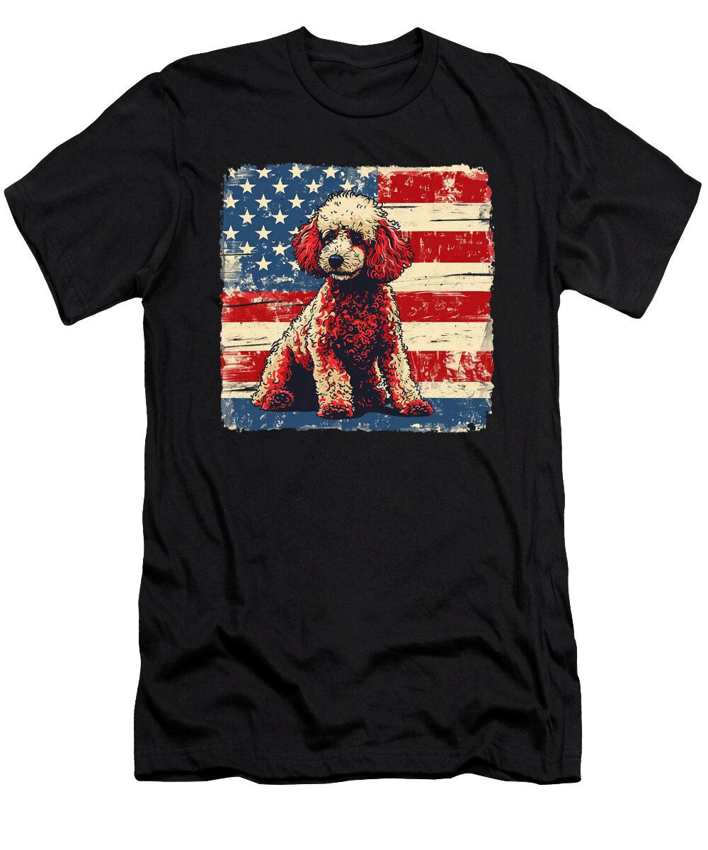 Patriotic Poodle Portrait Studi Alex T-Shirt