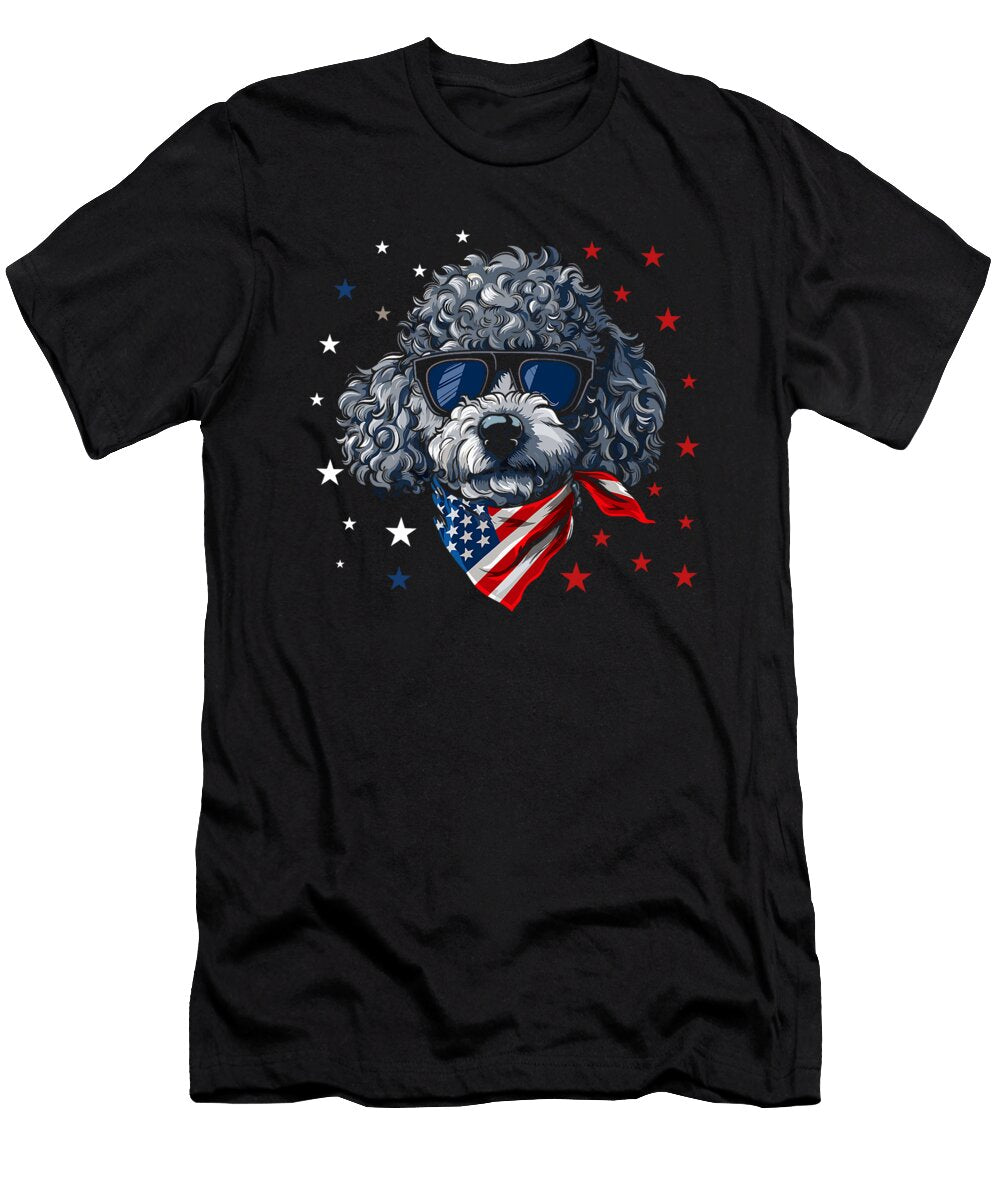 Patriotic Poodle USA Flag Dog 4th of July Yah Lishr T-Shirt