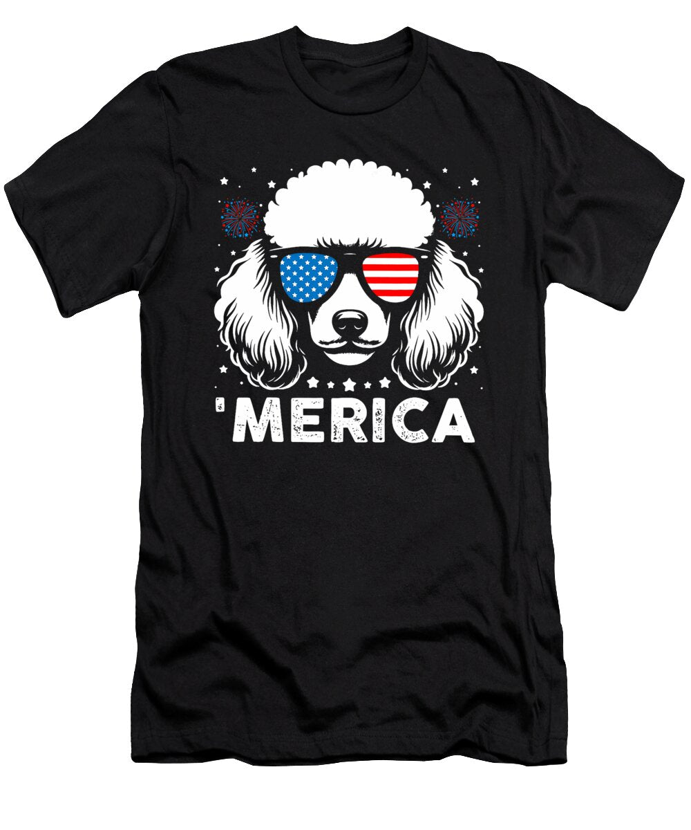 Patriotic Poodle with Sunglasses Studi Alex T-Shirt