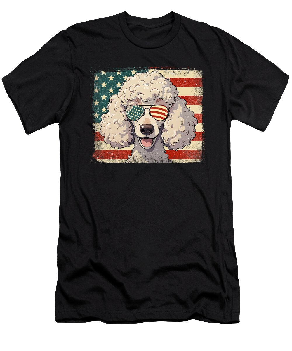 Patriotic Standard Poodle Dog Lover USA Flag 4th Sophie Eleanor T-Shirt