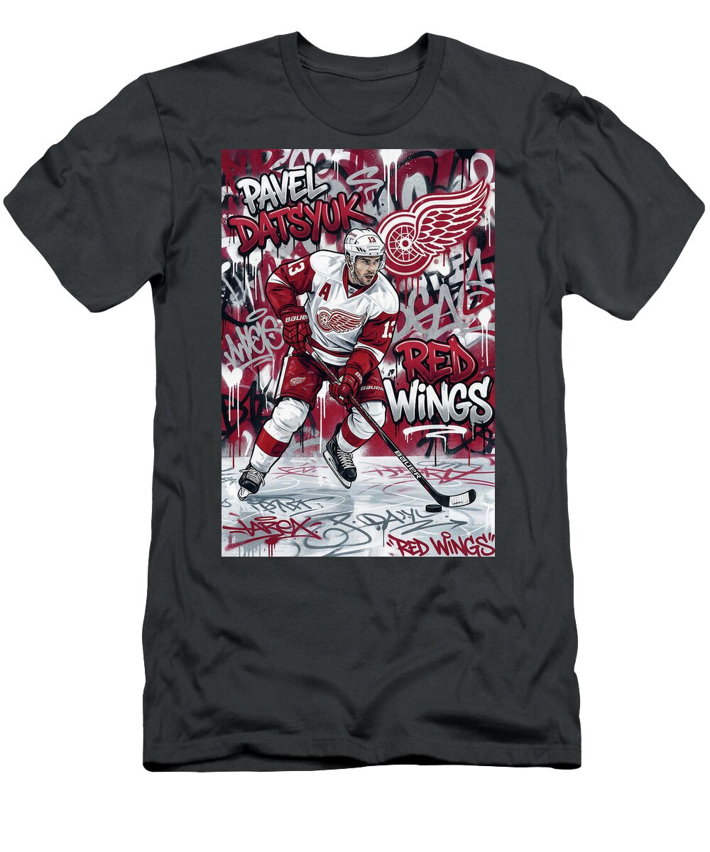 Pavel Datsyuk Graffiti Poster Hockey Player NHL Sampadart Gallery T-Shirt