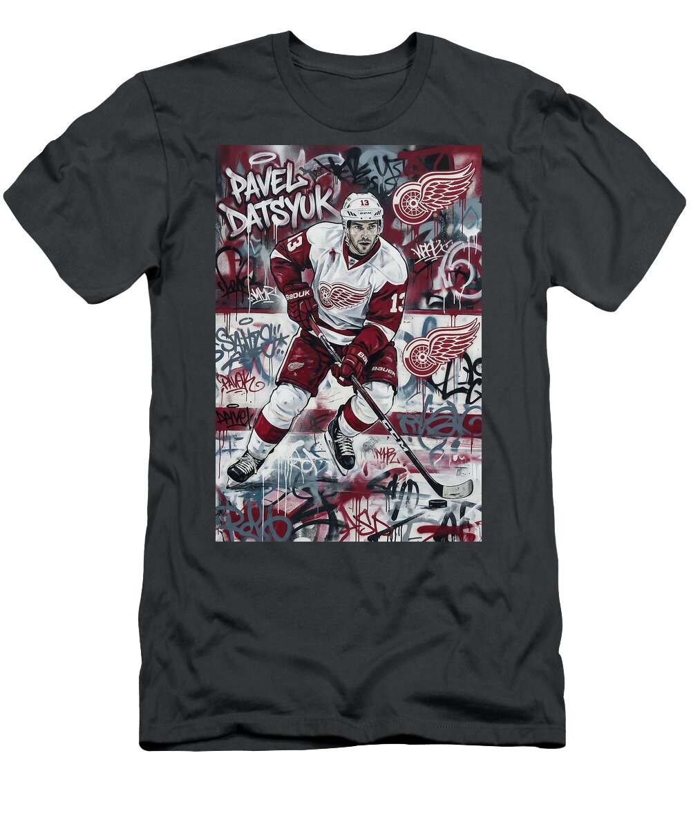 Pavel Datsyuk in Action Graffiti Poster Hockey Player NHL Sampadart Gallery T-Shirt