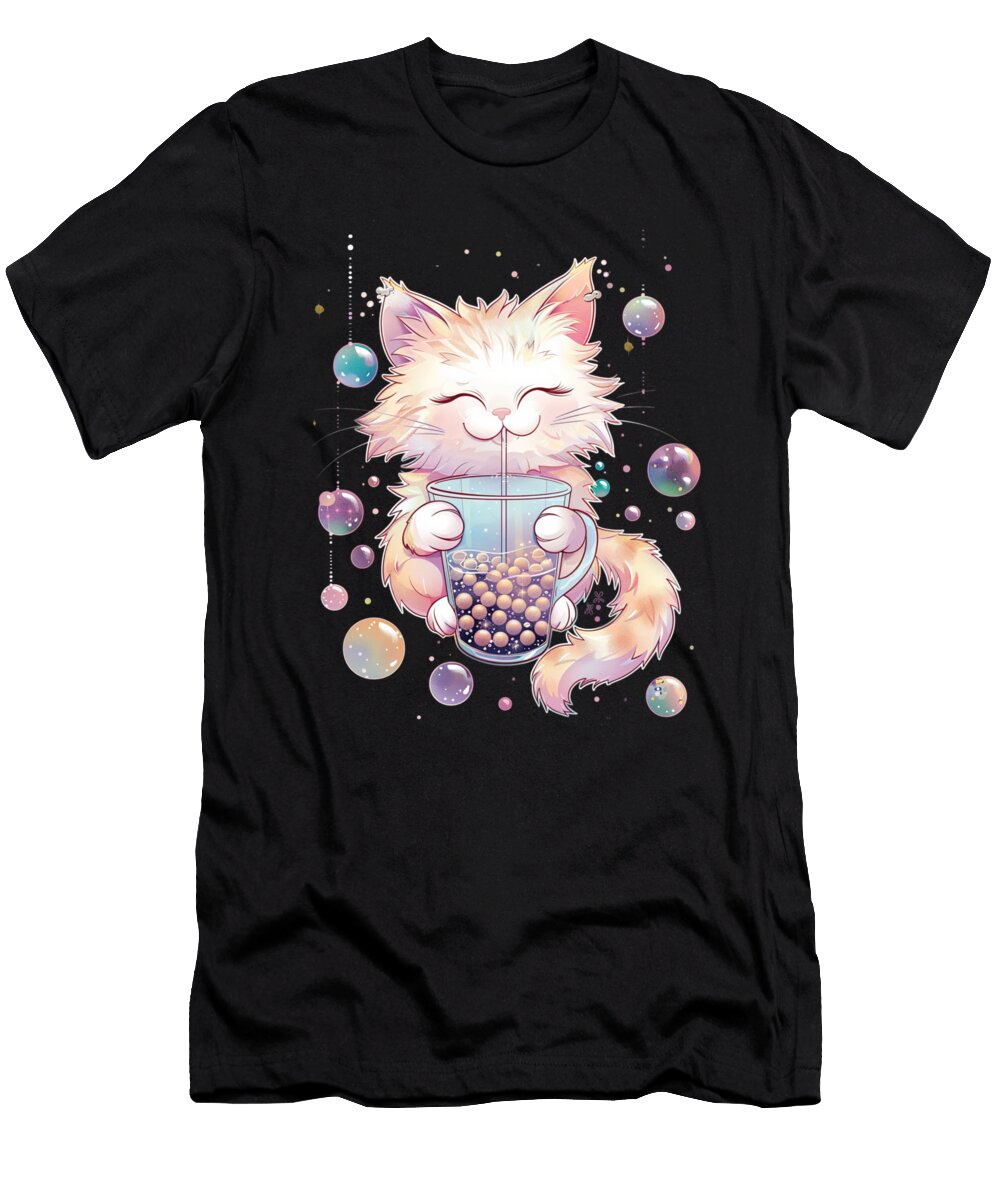 Paws for Boba Goats Cat Tea Time Treat Danial Landes Art T-Shirt