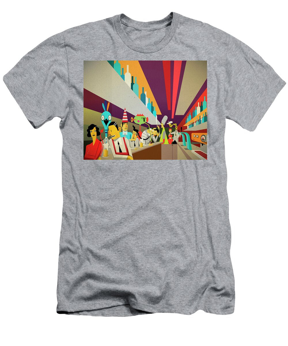 People and Aliens Socializing in Bar Ikon Ikon Images T-Shirt