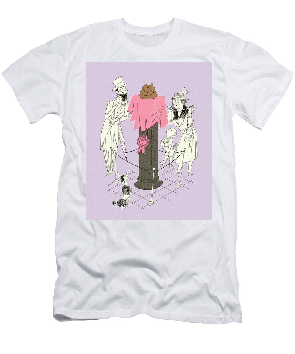 People Looking At a Pedestal with Poop Csa Images T-Shirt