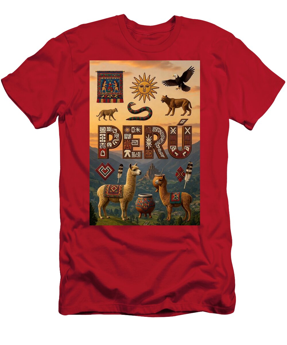 Peruvian Cultural Elements Montage Cano Ita T-Shirt