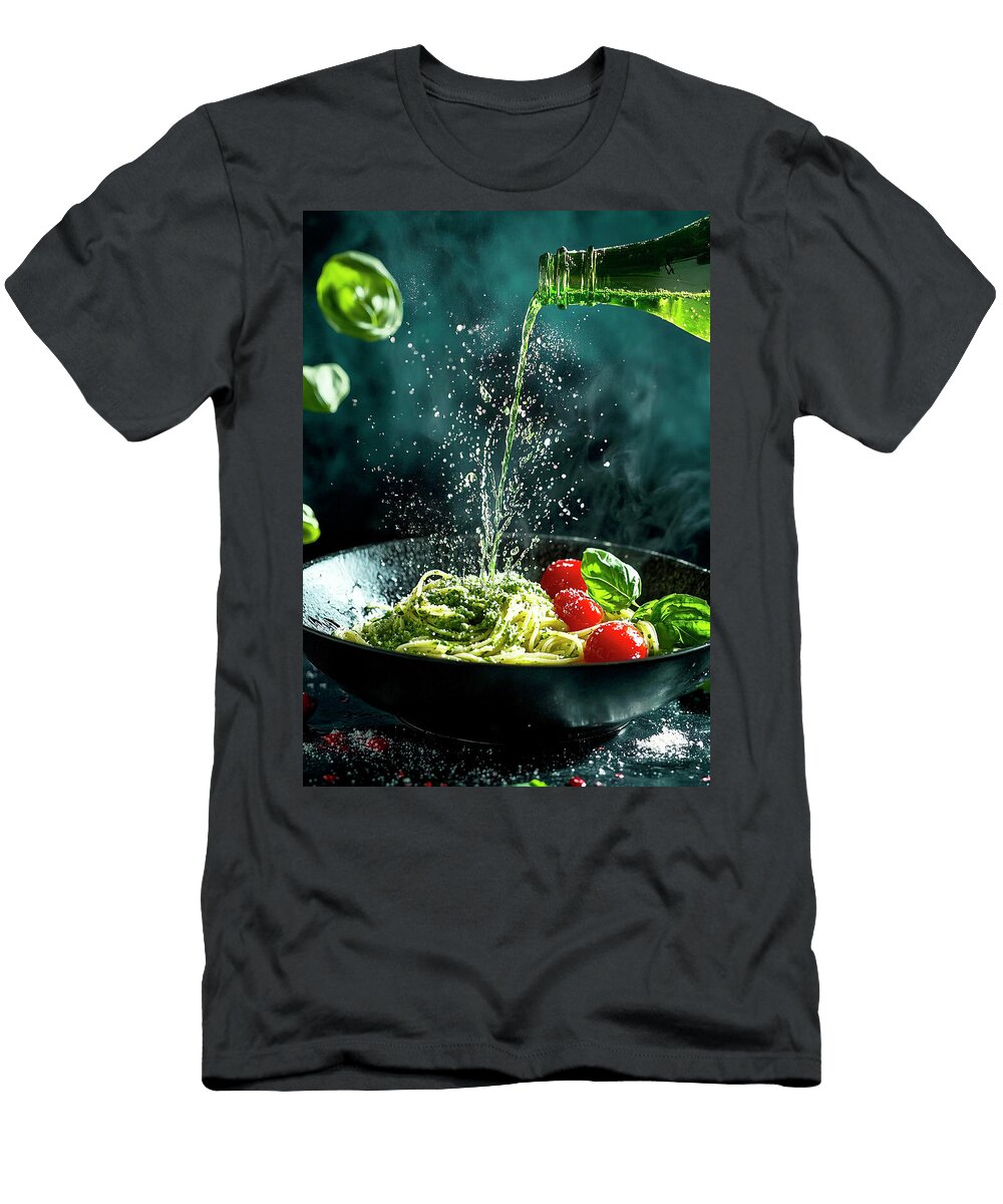 Pesto Pasta Dish with Splashing Sauce Merssi Norely T-Shirt