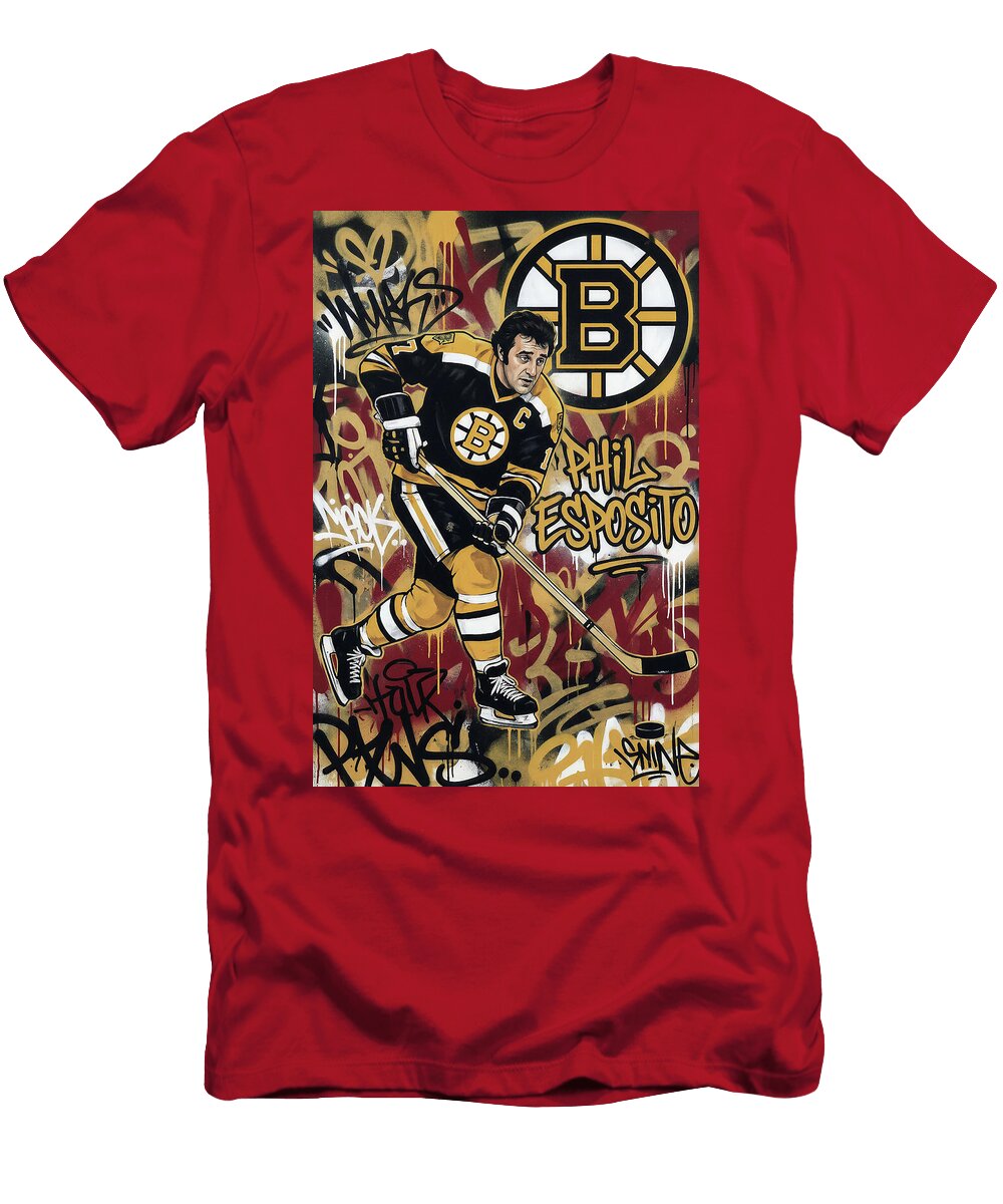 Phil Esposito Graffiti Poster Hockey Player NHL Sampadart Gallery T-Shirt