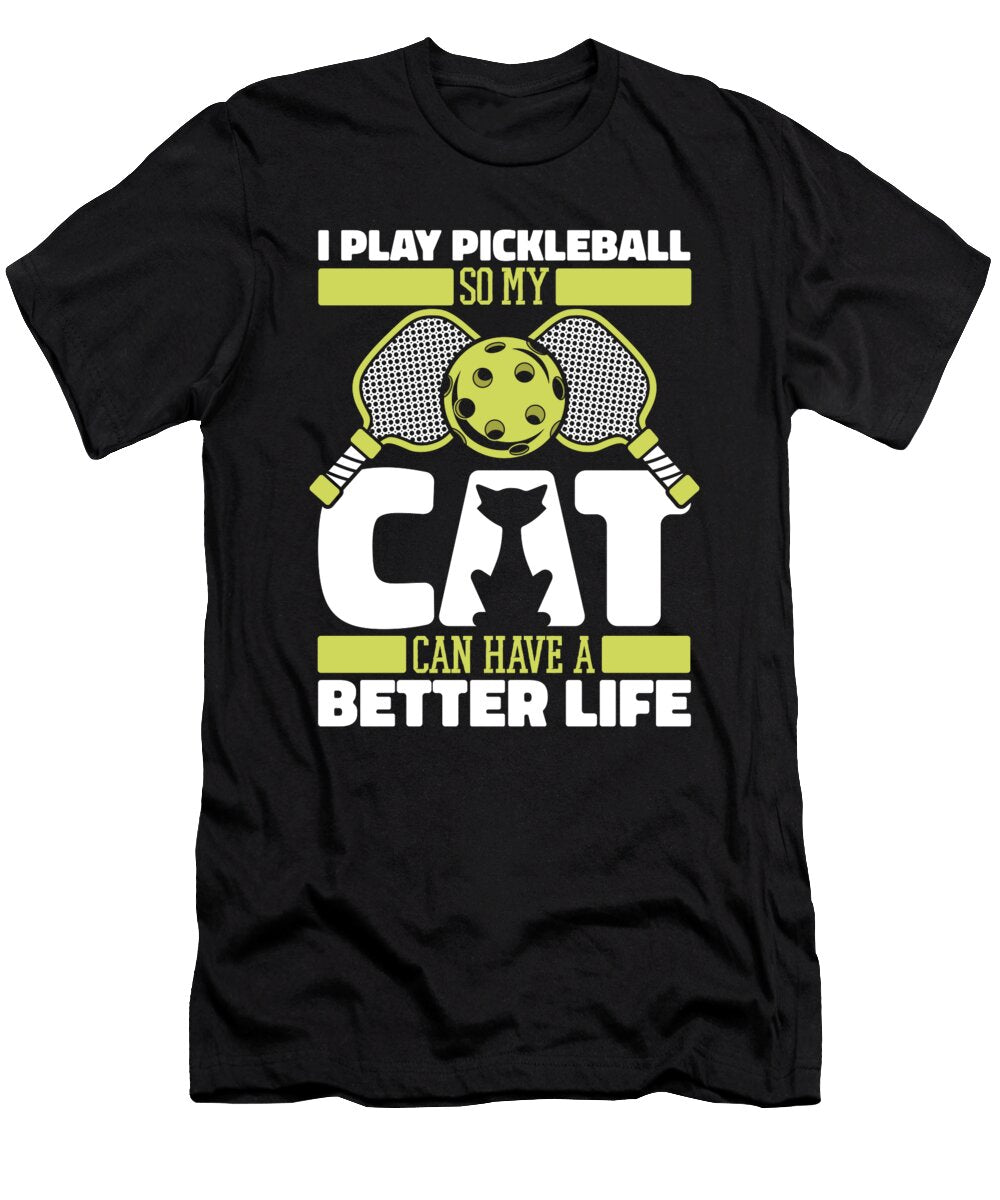 Pickle Ball Cat Sport Paddle Pickleball Crazy Squirrel T-Shirt