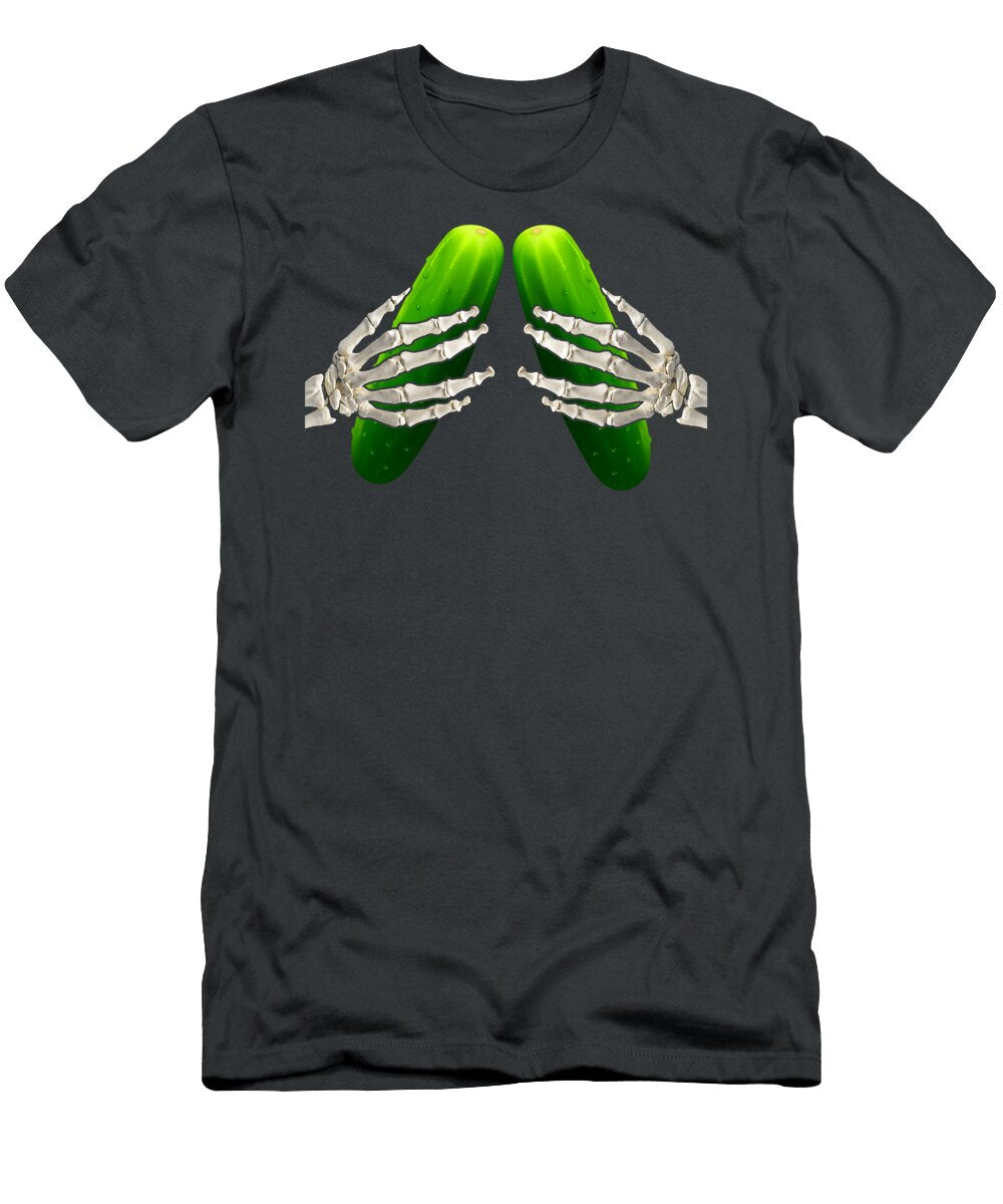 Pickle Bra Costume Funny Fruit Halloween Skull Skeleton Hand Rayney Leela T-Shirt