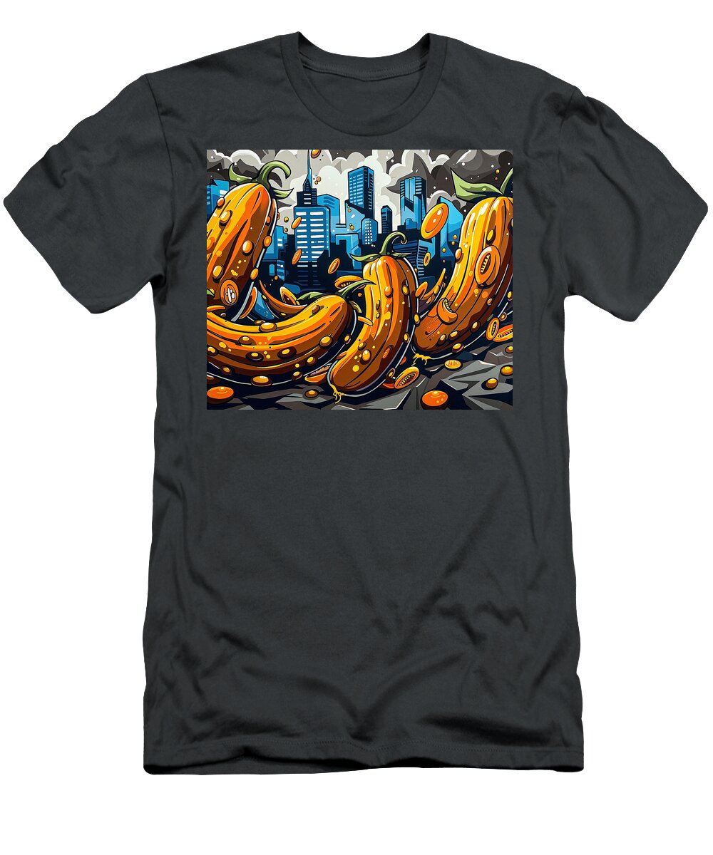 Pickle Me Pittsburgh a Fun and Whimsical Painting Idea Based on the Citys Pickle Festival Tommy Mcdaniel T-Shirt