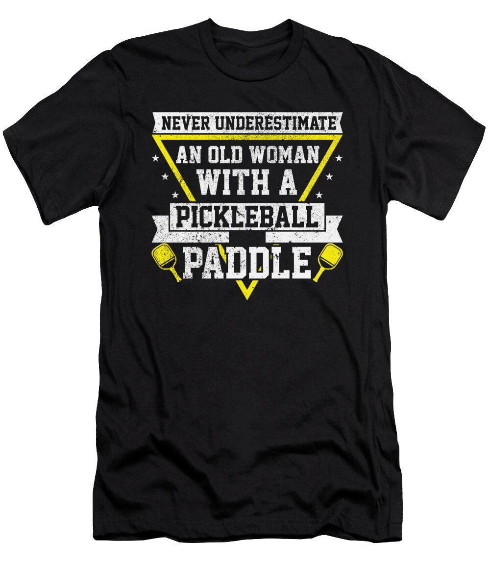 Pickleball Player Paddle Old Woman Retirement Pickleball Crazy Squirrel T-Shirt