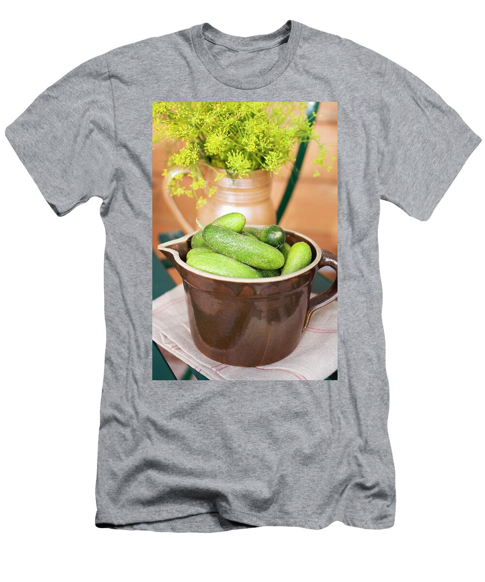 Pickling Cucumbers and Fresh Dill in Jugs Eising Studio Food Photo and Video T-Shirt