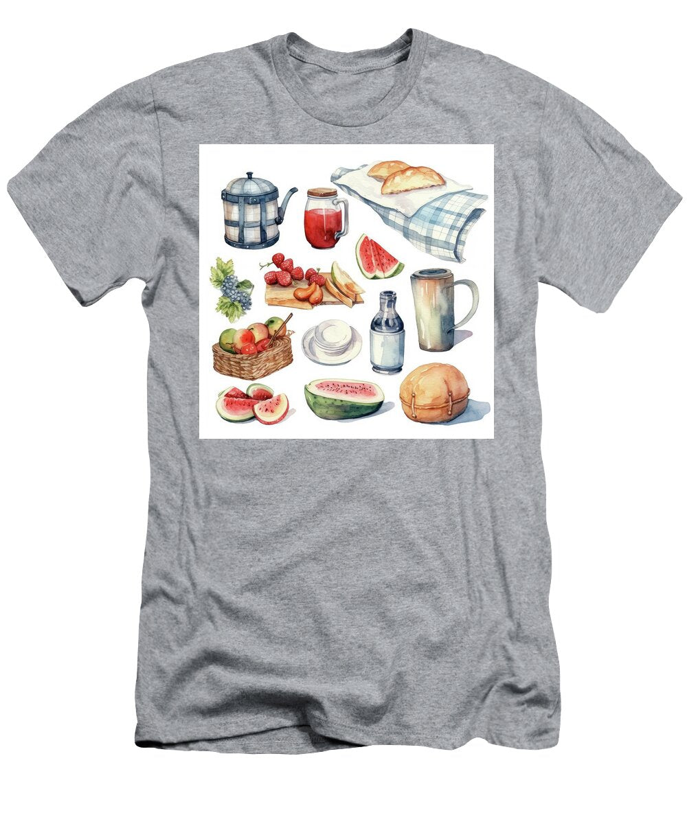Picnic Watercolor Set Isolated on White Background Generative Ai Lubos Chlubny T-Shirt