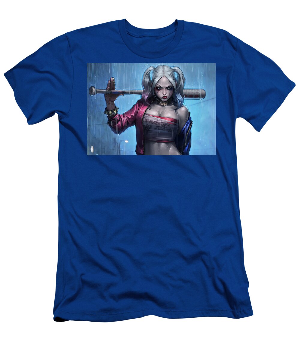 Pigtail Woman with Baseball Bat Looks Fierce in Rain Matcha Coffe T-Shirt