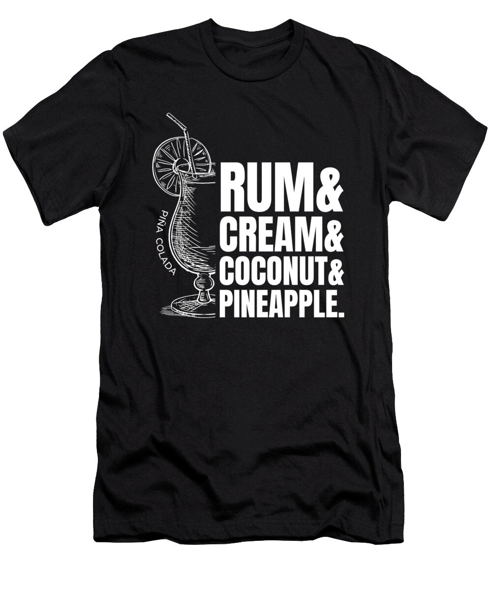 Pina Colada Recipe Cocktail Alcohol Moon T-Shirt