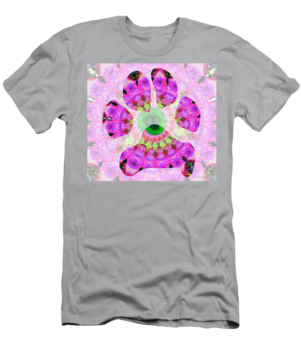 Pink Mandala Dog Paw Art Sharon Cummings Sharon Cummings T-Shirt