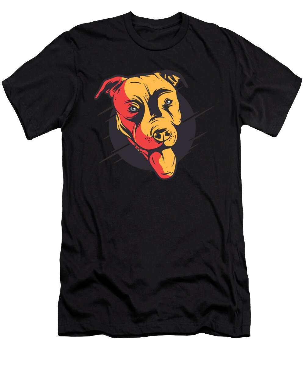 Pitbull Colorful Drawing of a Pitbull Head Gift Licensed Art T-Shirt