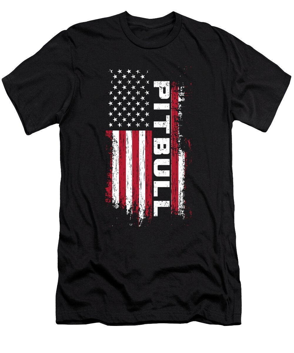 Pitbull Grunge USA Flag Dog Breed Owner Puppy Gift Thomas Larch T-Shirt