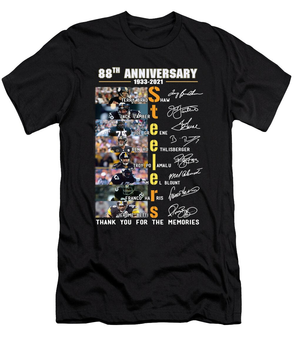 Pittsburgh Steelers 1933 2021 88th Anniversary Thank You for the Memories Players Signatures Th T-Shirt