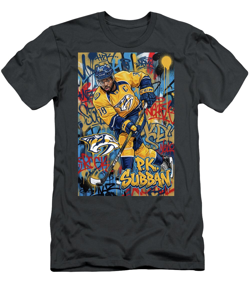 Pk Subban in Action Graffiti Poster Hockey Player NHL Sampadart Gallery T-Shirt